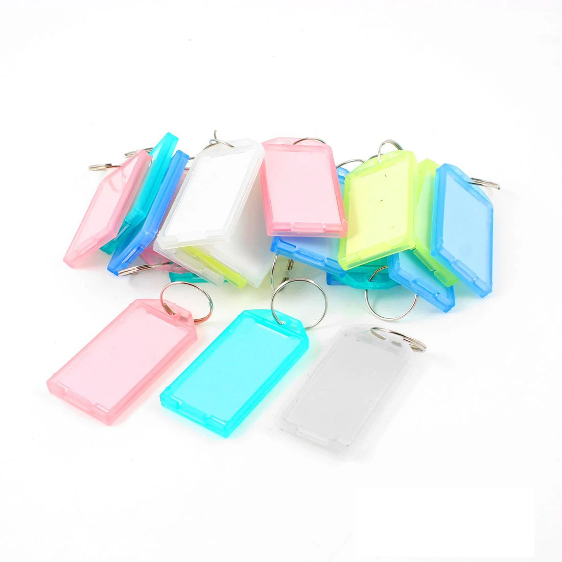 SOSW 25 Pcs Multicolor Plastic Key ID Label Tags w Split Ring Keyring