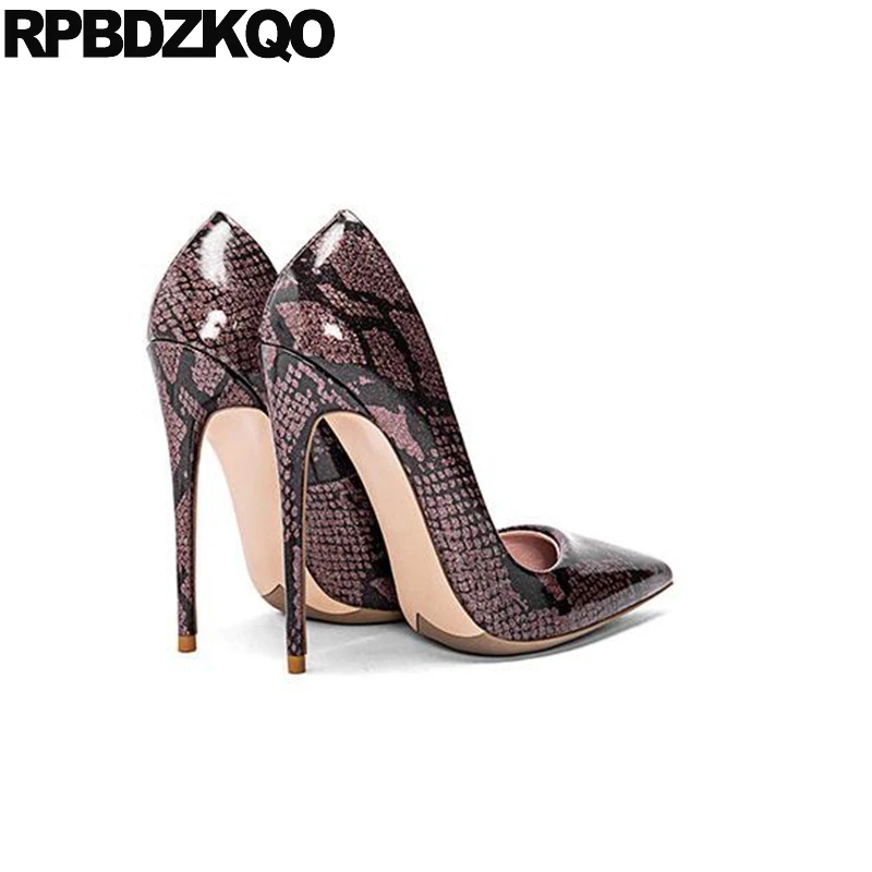 Scarpin 2017 Ladies High Heels Shoes Size 33 Fetish Brown 12cm 5 Inch Pumps 4 34 Unique 10 42 Elegant Pointed Toe Big Snakeskin