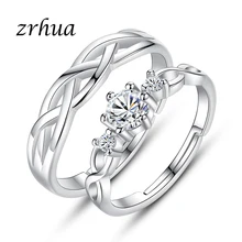 ZRHUA 925 Серебряное кольцо с радужным опалом, модное CZ свадебное ювелирное изделие, выгравированное 925, для мужчин и женщин, обручальное кольцо, кольцо для пары Anillos