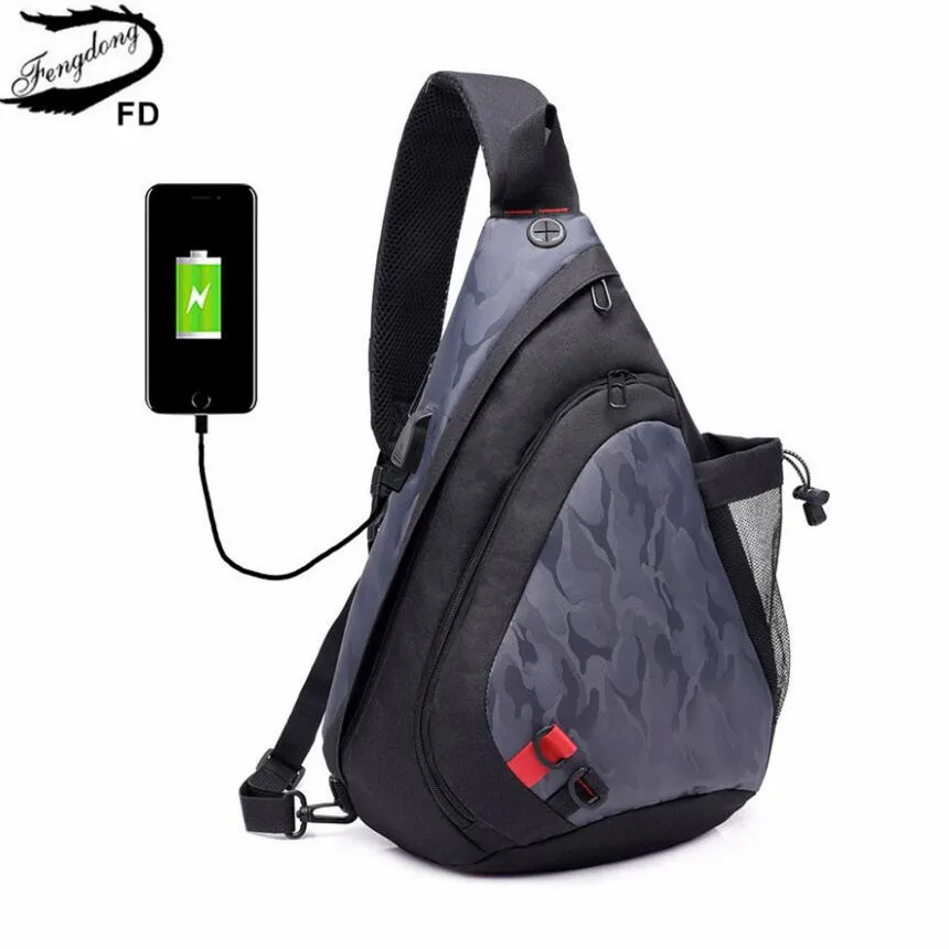 

FengDong boy chest bag male casual waterproof shoulder bag pack men messenger bags small crossbody bags for women mini back pack