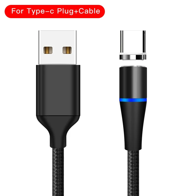 Магнитный USB кабель для Micro USB и type C супер зарядное устройство для huawei 3A Быстрая зарядка магнит зарядное устройство Micro USB usb c шнур для Xiaomi - Цвет: Black For Type-C