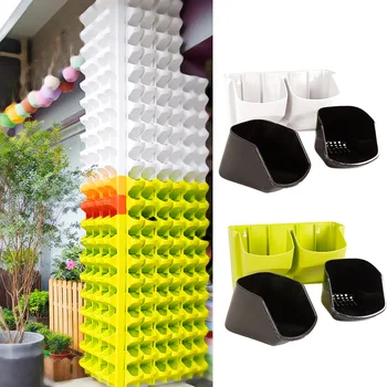 

Behogar Wall Mounted Hanging Vertical Flower pot Planters w/ 2 Planting Slots for Garden Railings Patios Home Balcony Decoration
