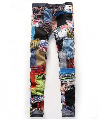 TR Patchwork Jeans Men Ripped Jeans 