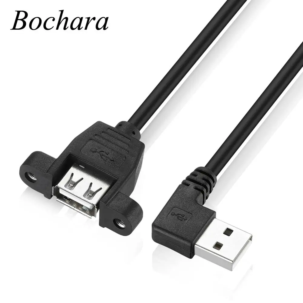 Удлинительный кабель Bochara 90 градусов направо USB 2 0 штекер гнездо с винтовой