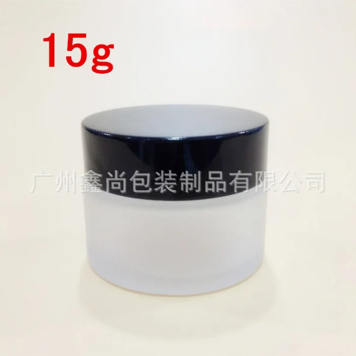 

30pcs empty 15g clear frosted glass cream jar with black aluminum lid, 15 g cosmetic jar wholeslae, 15g mini bottle for sample