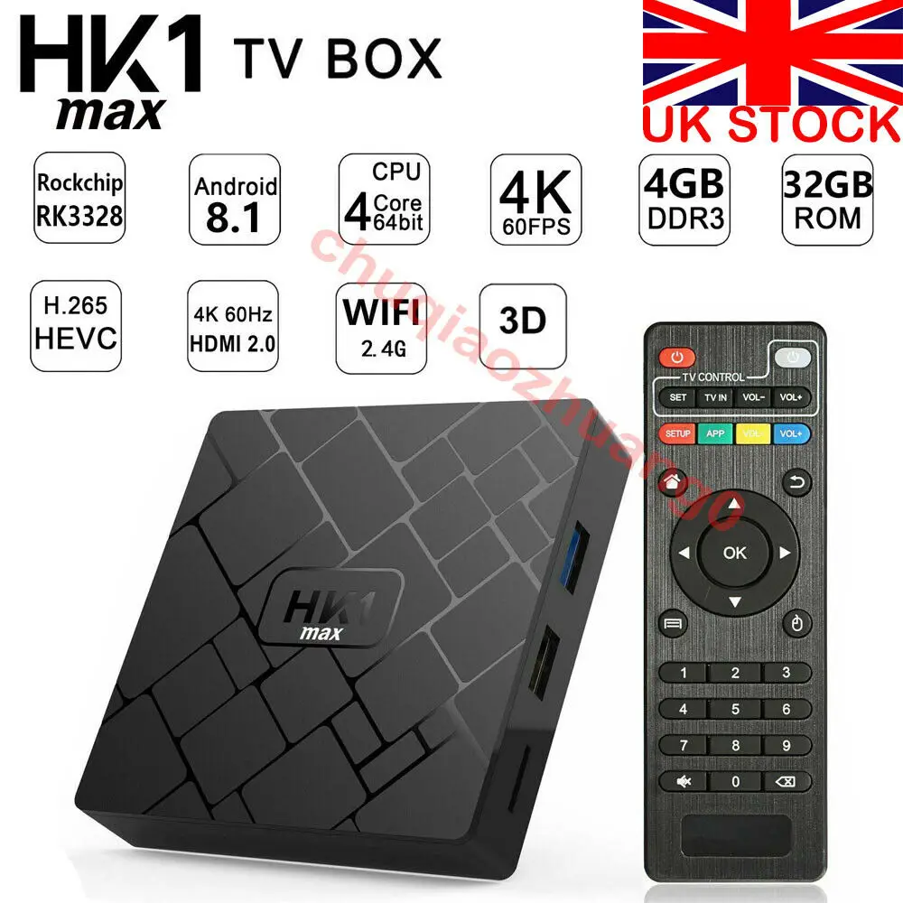 

HK1MAX Android 8.1.0 Smart TV Box RK3328 Quad Core 64 Bit Quad Core 4G RAM 32GB/ 64GB ROM 4K 3D 2.4G WiFi USB3.0