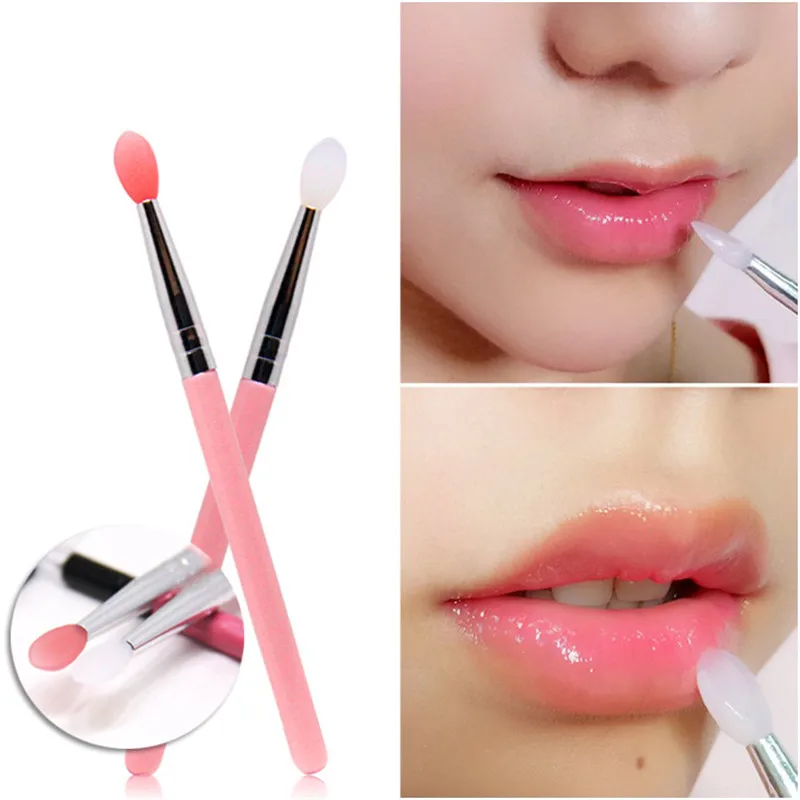 

3 Pcs Makeup Brushes Soft Silicone Head Plastic Handle Eye Shadow Lip Applicator Brush Tools Cosmetic Brush Applicators