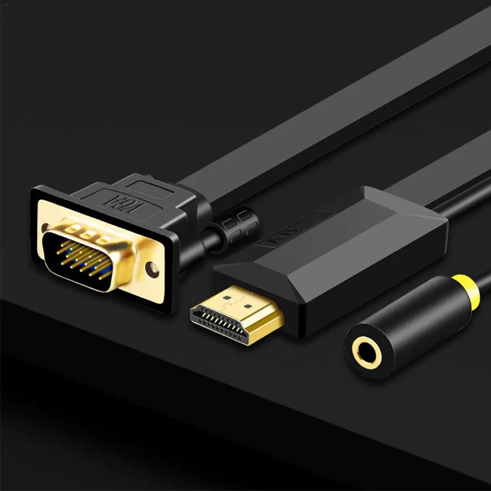 HDMI To VGA HD Cable With Audio Adapter Computer TV Box Converter Video Sync 1080 Transmission | Электроника