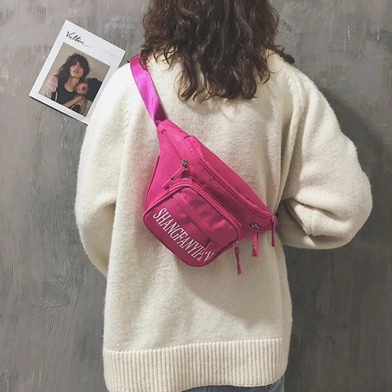 Для женщин поясная сумка телефонные чехлы нейлон Письмо печати нагрудный ремень Пояс Бум сумка на плечо дорожный кошелек