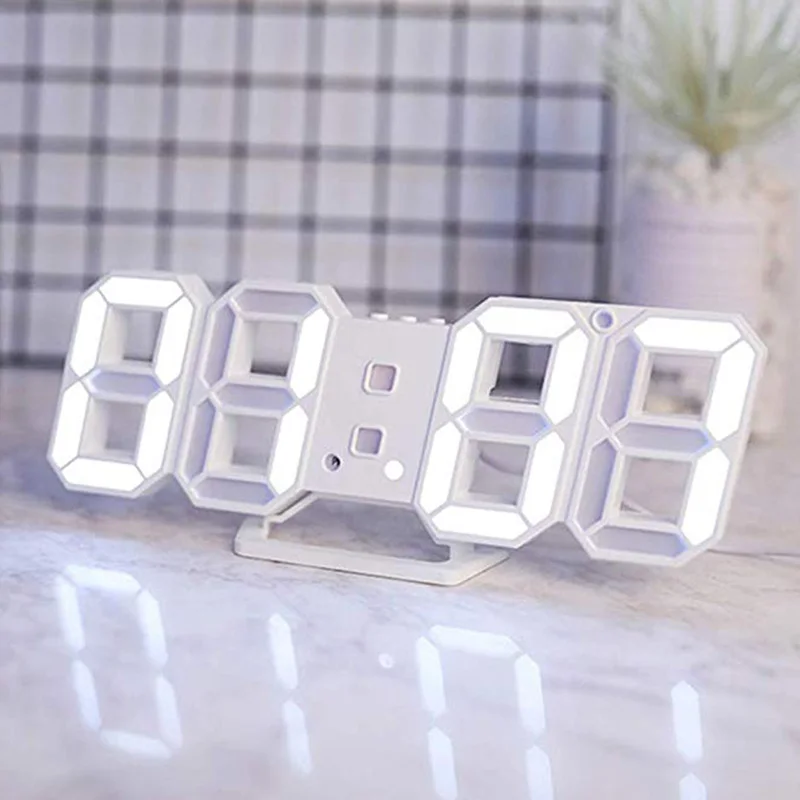 

Modern Digital 3D LED Wall Clock Alarm Clocks Snooze Clock with 12/24 Hour Display JA55