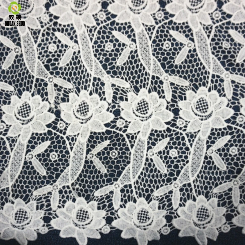 

Shuanshuo High-grade hollow milk silk lace Embroidered water soluble lace fabric Multicolor dress clothing accessories