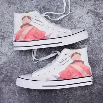 

2019 Anime Naruto Cosplay Canvas Shoes Halloween Party Boots Japanese Anime Canvas Shoes Men Hand-painted Canvas
