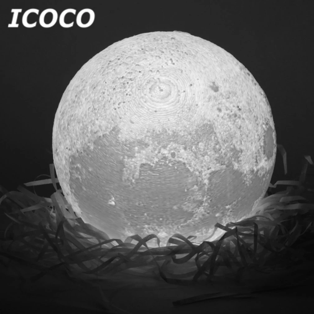 ICOCO 3D принт луна лампа светодиодный лунный сенсорное управление ночник настольная лампа для домашнего декора Прямая горячая распродажа