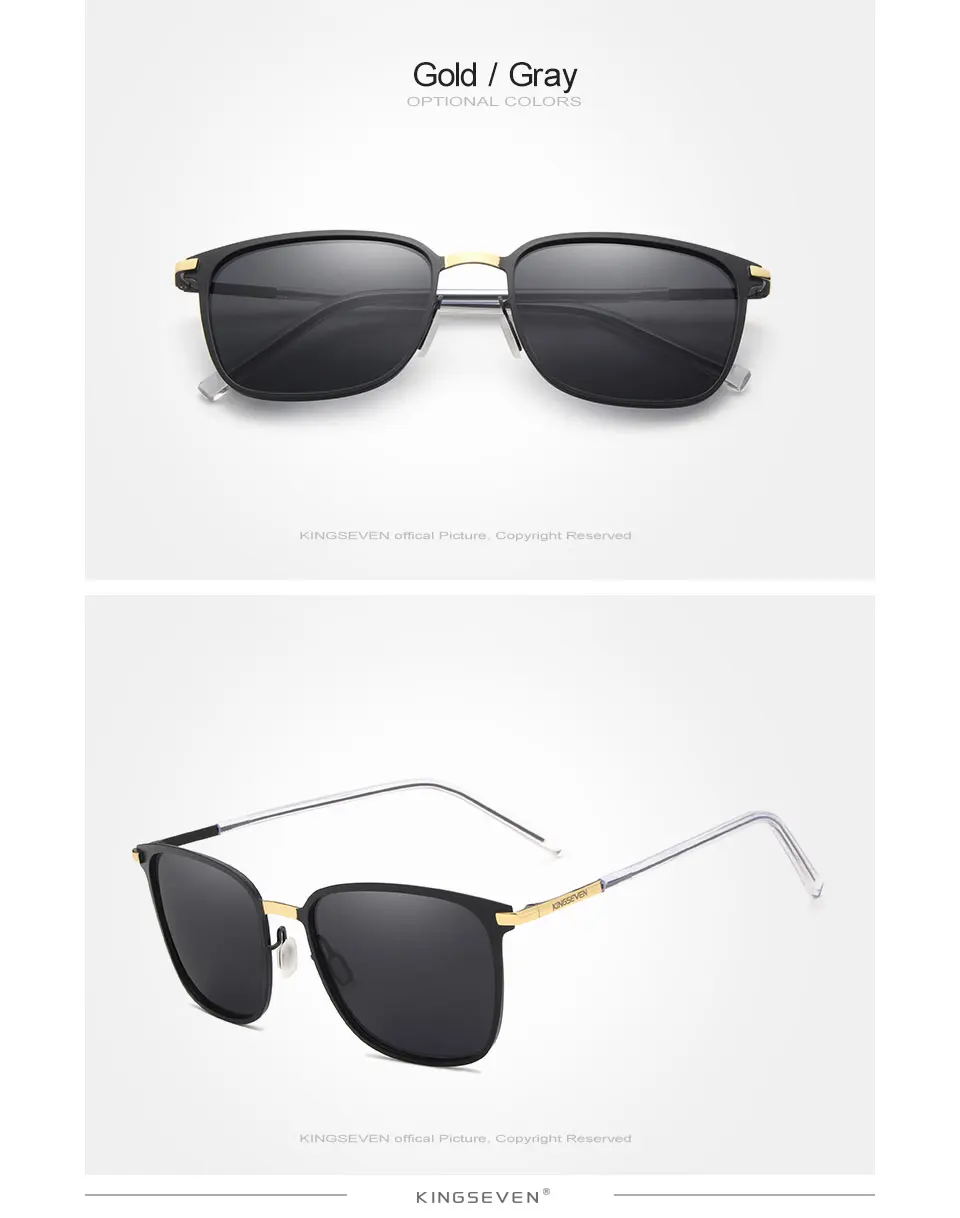 KINGSEVEN BRAND DESIGN Stainless Frame Sunglasses Men Polarized UV400 Lens Eyewear Male Driving Sun Glasses Oculos