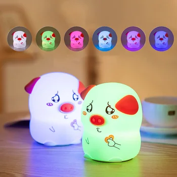 

Cute Pig LED Patted Night Light Silicone Children Birthday Gift Soft Cartoon Remote Control Lamp Bedroom Baby Night Lamp