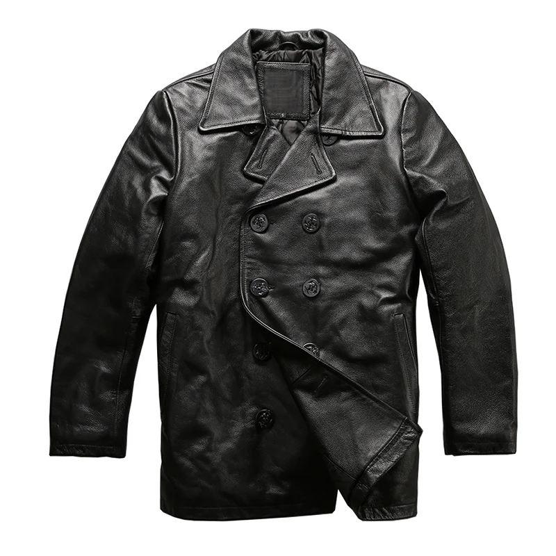 Caban Hommes Hiver Cuir En DescriptionTaille Mans Lire Nfs Veste 1836 Vache De Vachette Véritable Asie La Classique QBWxCedro