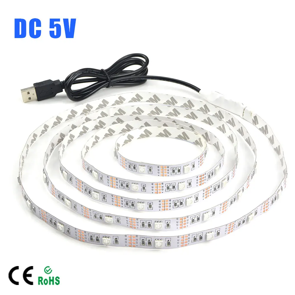 1 шт SMD 3528 / 5050 DC 5V USB Питание Декор RGB Светодиодные ленты светильник лампа лента 1M 2M