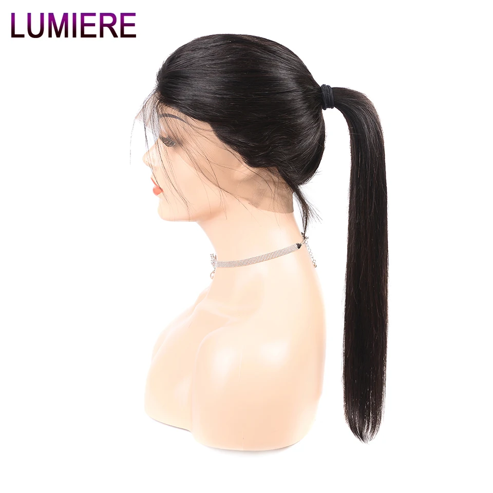 

Lumiere Hair Peruvian Straight 360 Lace Frontal Wig PerPlucked With Baby Hair Non-Remy Human Hair Wigs Natural Black