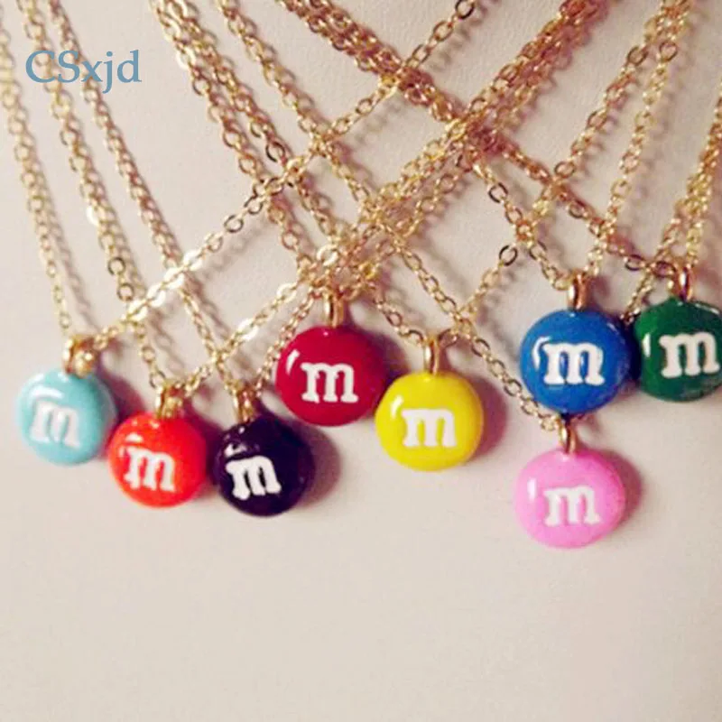 

CSxjd 8pcs/lot Strands Color Letter Round Alloy Candy Necklace Sweet Cute Retro Gift Collection