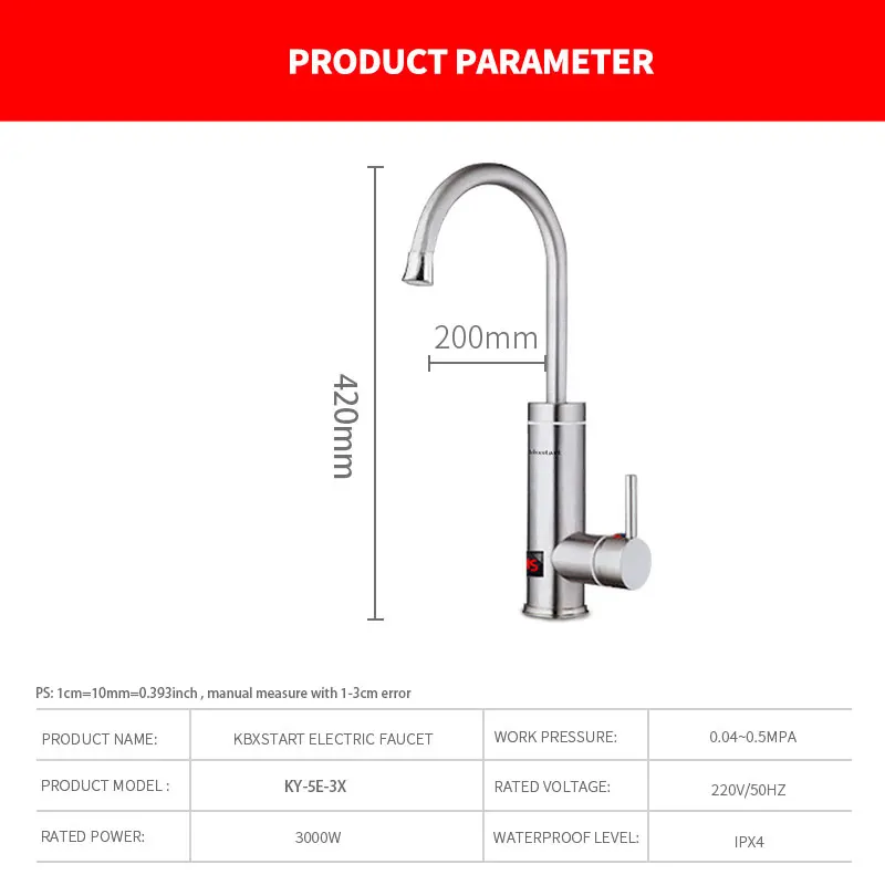 Kbxstart 3000 Вт кухонный водонагреватель кран с температурой Led шоу 220 В мгновенный Электрический нагреватель кран может вращение на 360 градусов