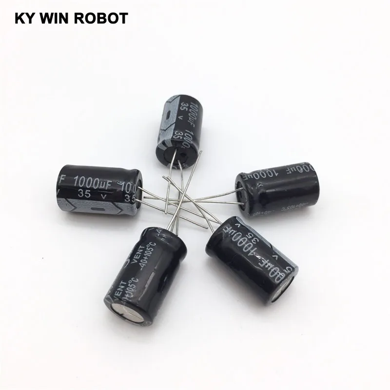 Electrolytic Capacitor Aluminum Capacitor Aluminum Electrolytic Capacitor 5pcs/lot Aluminum Electrolytic Capacitor 35V/1000 UF 35V/1000UF Electrolytic Capacitor Size 13*20 mm plug-in 35V 1000UF