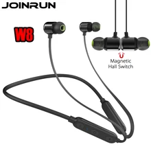Joinrun W8 Магнитная Bluetooth наушники 3D стерео наушники с шейным гарнитура Беспроводной спорта гарнитура работает с микрофоном для телефонов