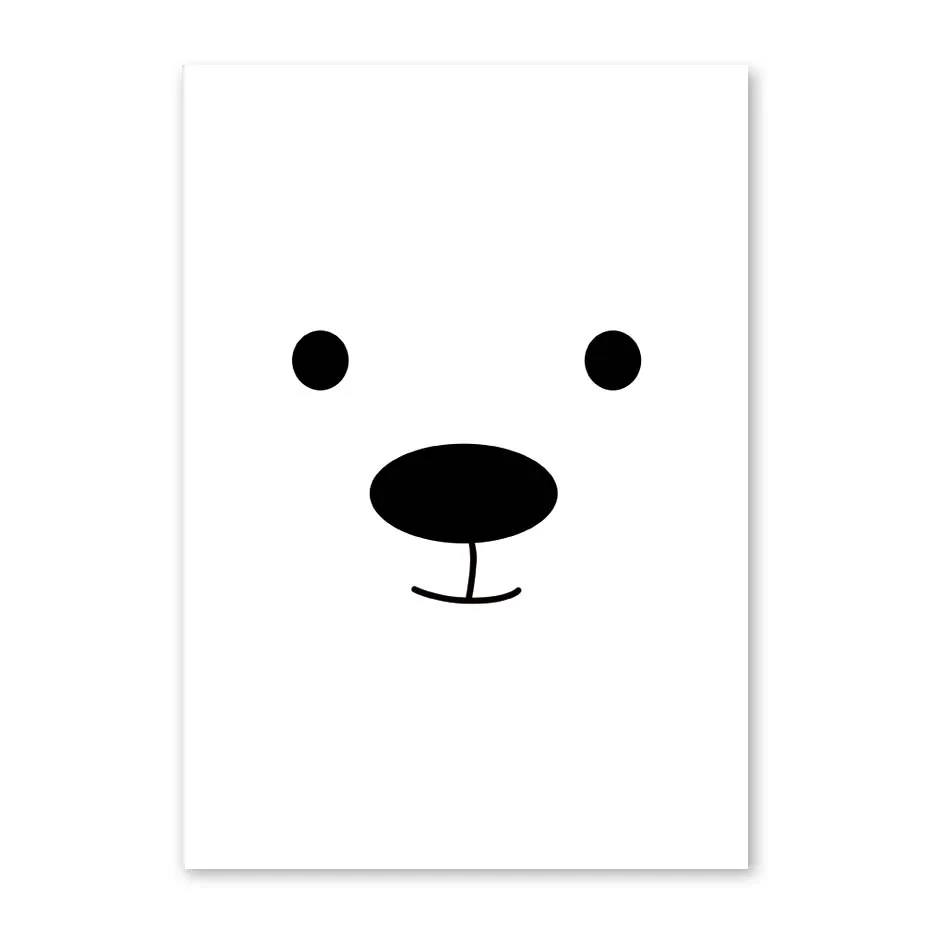 Cartoon Bear Panda Nordic Poster Wall Art Canvas Painting Black White Posters And Prints Wall Pictures For Kids Room Home Decor (1)