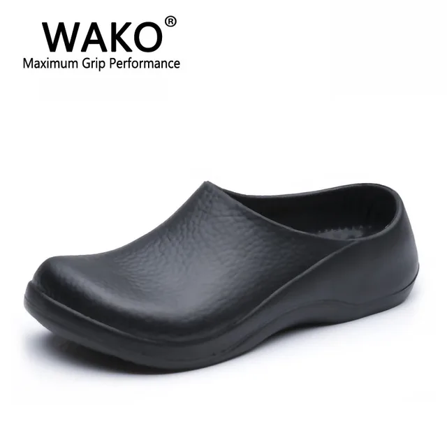 WAKO 9051 Chef Shoes for Men Black Sandals for Kitchen Restaurant Work Shoes Super Anti skidding
