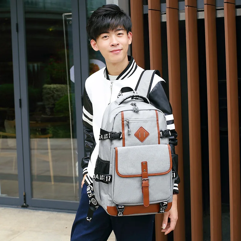 Casual Backpack Men's College Students Bag retro Backpack College wind Travel Computer Bag