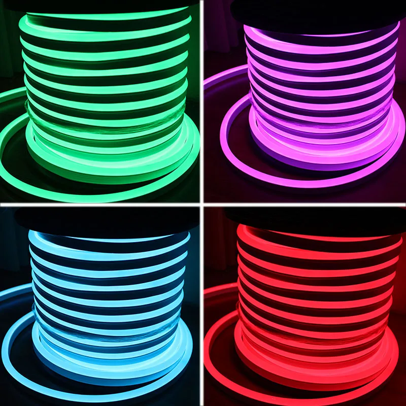 50 м 220 В RGB светодиодный Neon Flex ленты 5050 SMD неон Веревка полоски Цвет изменение IP67 украшения неоновые веревки фонари трубки для неоновые