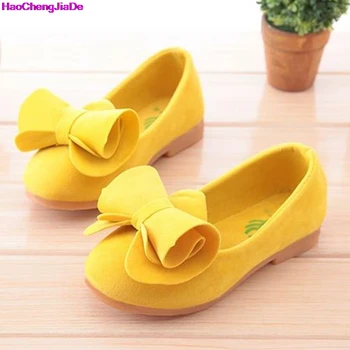 

HaoChengJiaDe Candy Color Kids Girls Shoes Princess Shoes Fashion Soft Spring Girls Bow Designer Single Flat Shoes For Girls