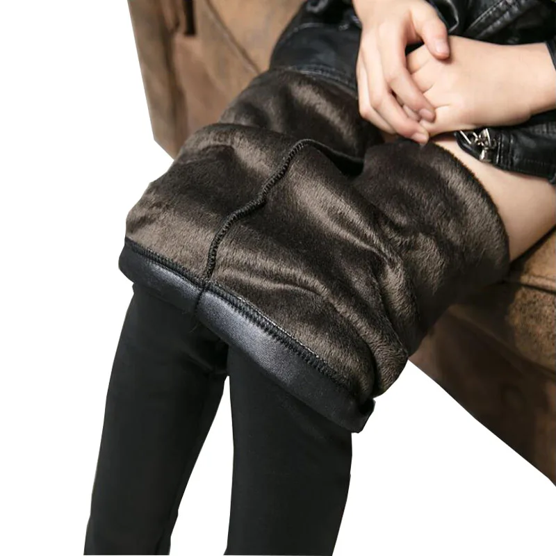 

Children Winter Autumn Warm Leggings Girls Kid Fake Leather Leggings Red Pants School Girl's Winter Thick Velvet Leggings