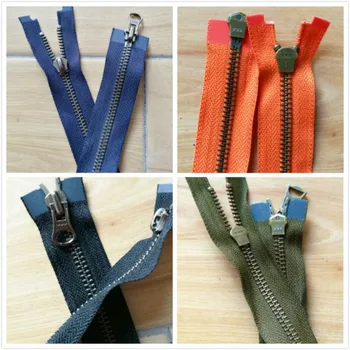 

4 PCS/LOT MOST FREE SHIPPING Long Ykk Metal Zipper TWO WAY Double Slider OPEN END FOR LEATHER Jacket CLOTHES Sewing Accessories
