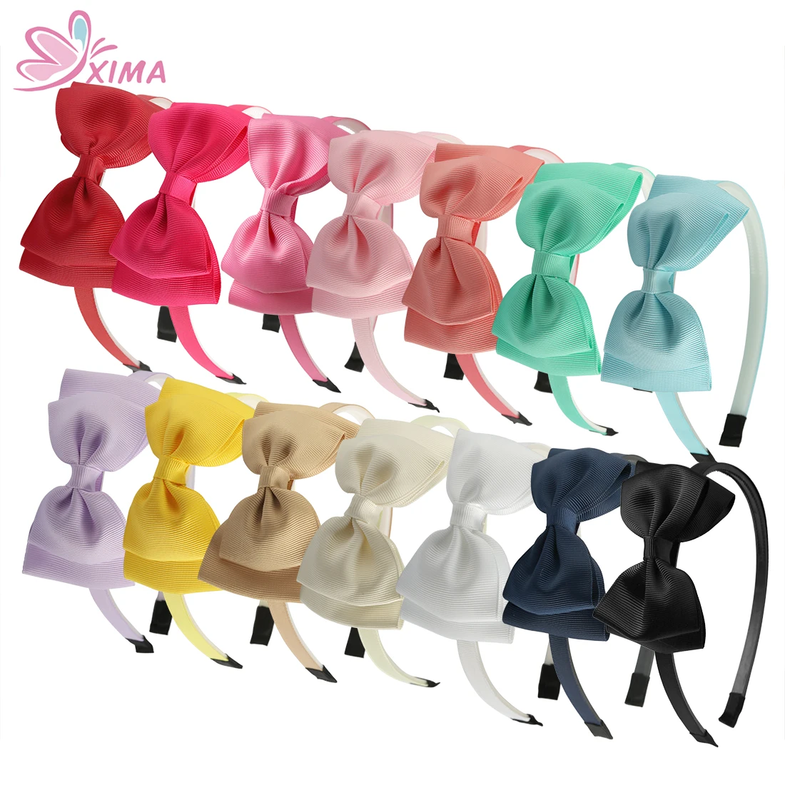 

XIMA 14pcs/lot 4''Grosgrain Hair Ribbon Bow Headband Girls Plastic Teeth Hairband Tiaras Hair Accessories Free Shipping