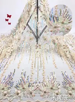 

nice looking feather embroidery tulle mesh lace fabric CiCi-6.3108 with good quality for party dress