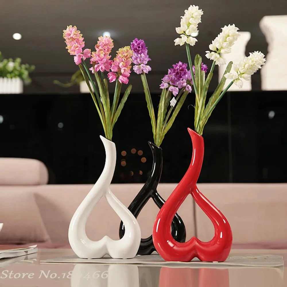 ceramic heart flowers vase designs home decor crafts room decoration ceramic handicraft porcelain figurines wedding decorations