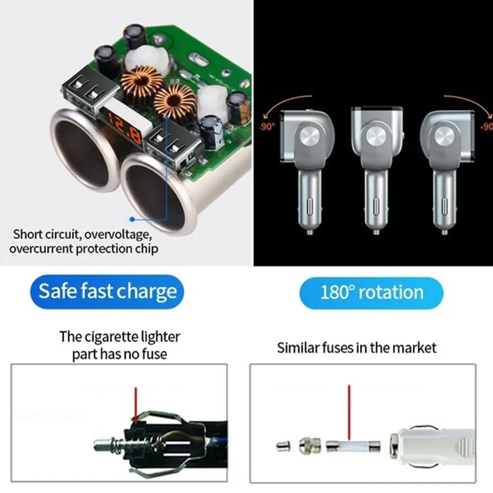 Vehemo 5 V/2.4A 3A DC12/24 V Автомобильный адаптер автомобильного прикуривателя автомобиля Зарядное устройство автомобильной Запчасти& аксессуары для автомобиля