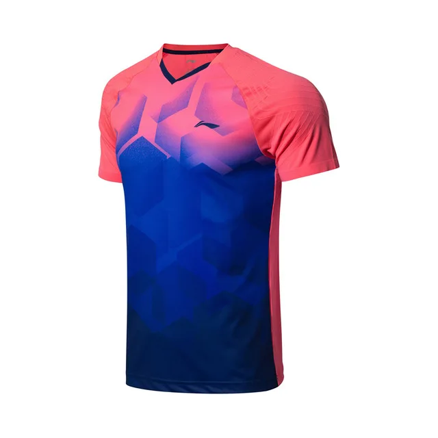 Li-Ning, мужские футболки для бадминтона, дышащие, для соревнований, топ, комфортные, для фитнеса, с подкладкой, спортивные футболки, футболка, AAYN269 COND18 - Цвет: AAYN269-1H