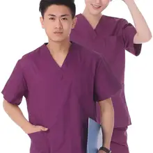 Моющаяся хлопковая одежда с короткими рукавами, Хирургическая Одежда для домашних животных, больница, медицинская форма, скрабы для кормления, одежда для мужчин и женщин