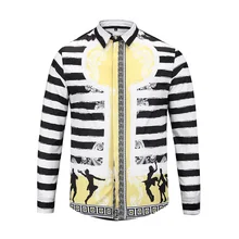 Модные классические рубашки в черно-белую полоску с длинными рукавами для мужчин, Клетчатая блуза, топы в Стиле НЛО для танцев в стиле хип-хоп