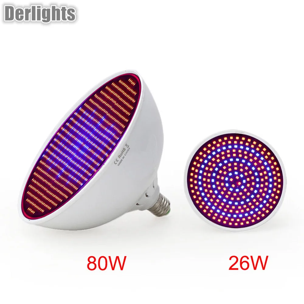 80W/ 26W Led Grow Light AC85 265V E27 Red/Blue 800 Leds Hydroponic LED