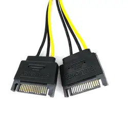 Ecosin2 компьютерные кабели и Разъемы Dual SATA 15Pin Male M to PCI-e 6 Pin Female F видеокарта кабель питания Oct14