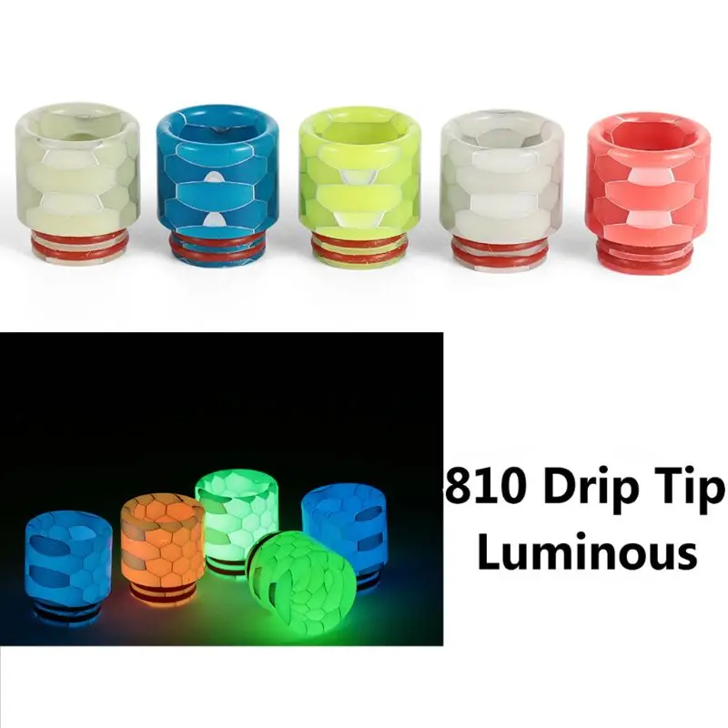 

1Pc Resin Quick Fitting 810 Snakeskin Drip Tip Connector Honeycomb Luminous Night Light Atomizer Wide Bore TFV12/8 Mouthpiece