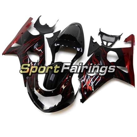 Обтекатели для Suzuki GSXR1000 K1 K2 00-02 2000 2001 2002 впрыска ABS Пластик мотоциклов обтекателя Kit Кузов черный, красный пламя