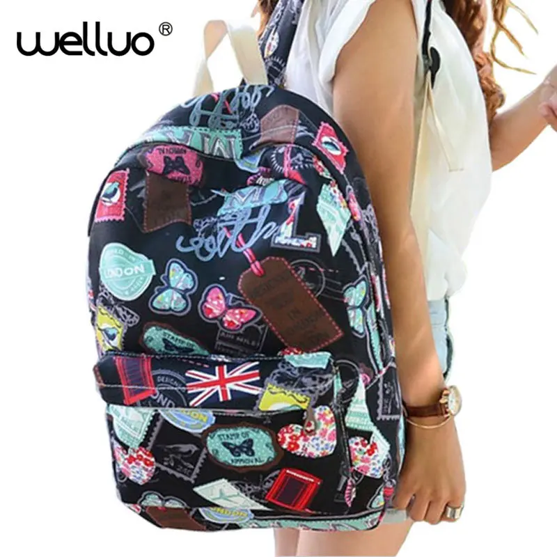 2016 Hot famous brands women canvas backpack women bags ladies travel bag school bags students backpacks