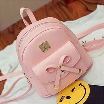

Elegant Bowknot Student Backpack Breathable PU material Backpack Ladies Leisure Travel Shoulders Bag Cute & Fashion Mini Female