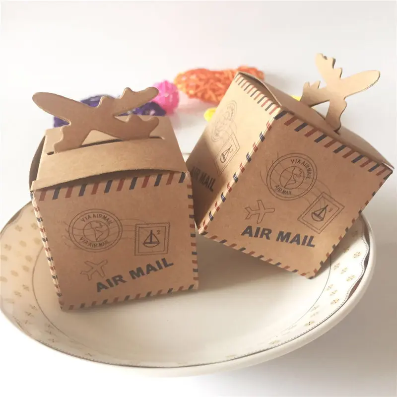 Buy 50pcs/lot DIY Air Mail Plane Aircraft Airplane Style Kraft Paper Candy