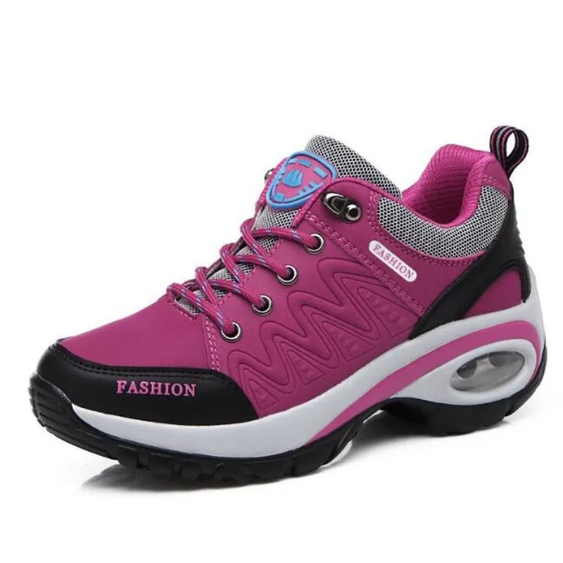 

New 2019 Autumn Winter Hiking Women Sneakers Non-slip Increase Air Cushion Shoes Wedges Rocking Spell Color Fashion Casual Shoes