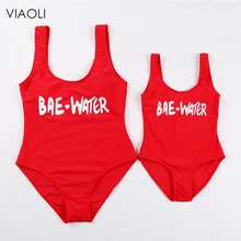 Цельный купальник с принтом, женский купальник с высокой посадкой и низкой спинкой, красный Монокини, боди, пляжная одежда для девочек, купальник для родителей и детей