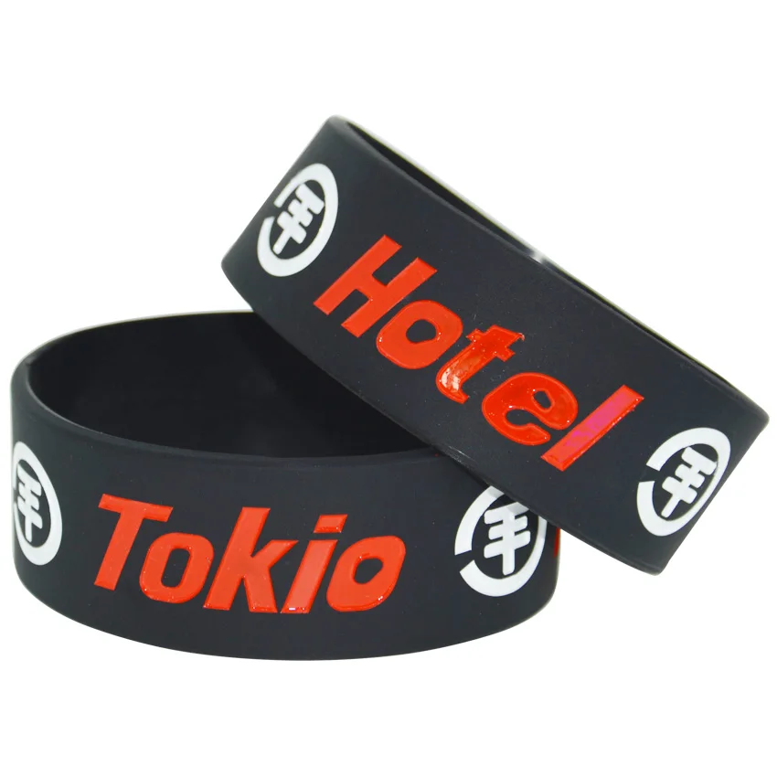 

1piece 1'' Wide Band Tokio Hotel Silicone Wristband Bracelet